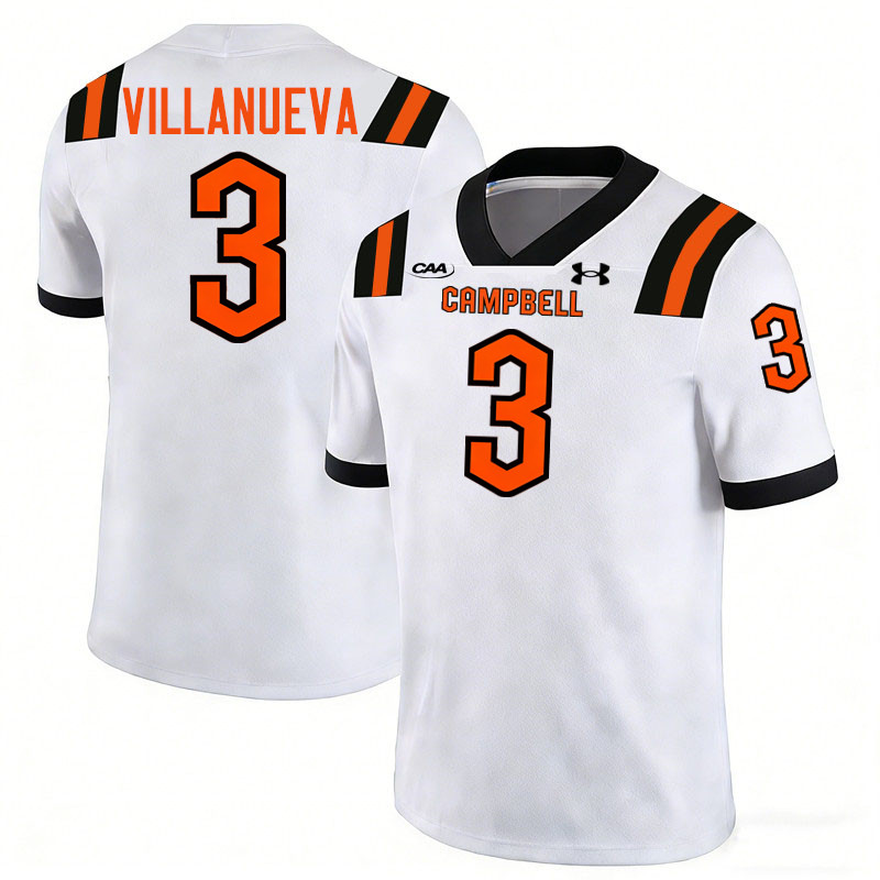 Campbell Fighting Camels #3 Kalen Villanueva College Football Jerseys,Uniforms-White Campbell Fighting Camels #3 Kalen Villanueva College Football Jerseys,Uniforms-White